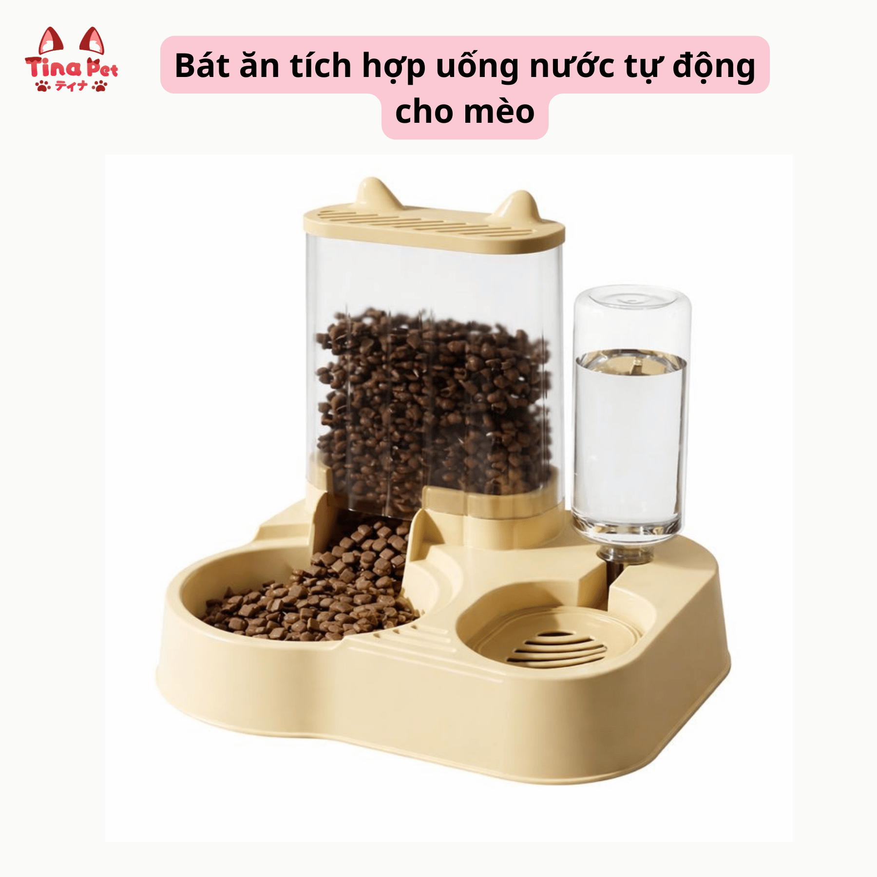 Bát Ăn Tích Hợp Uống Nước Tự Động Cho Mèo TINA PET